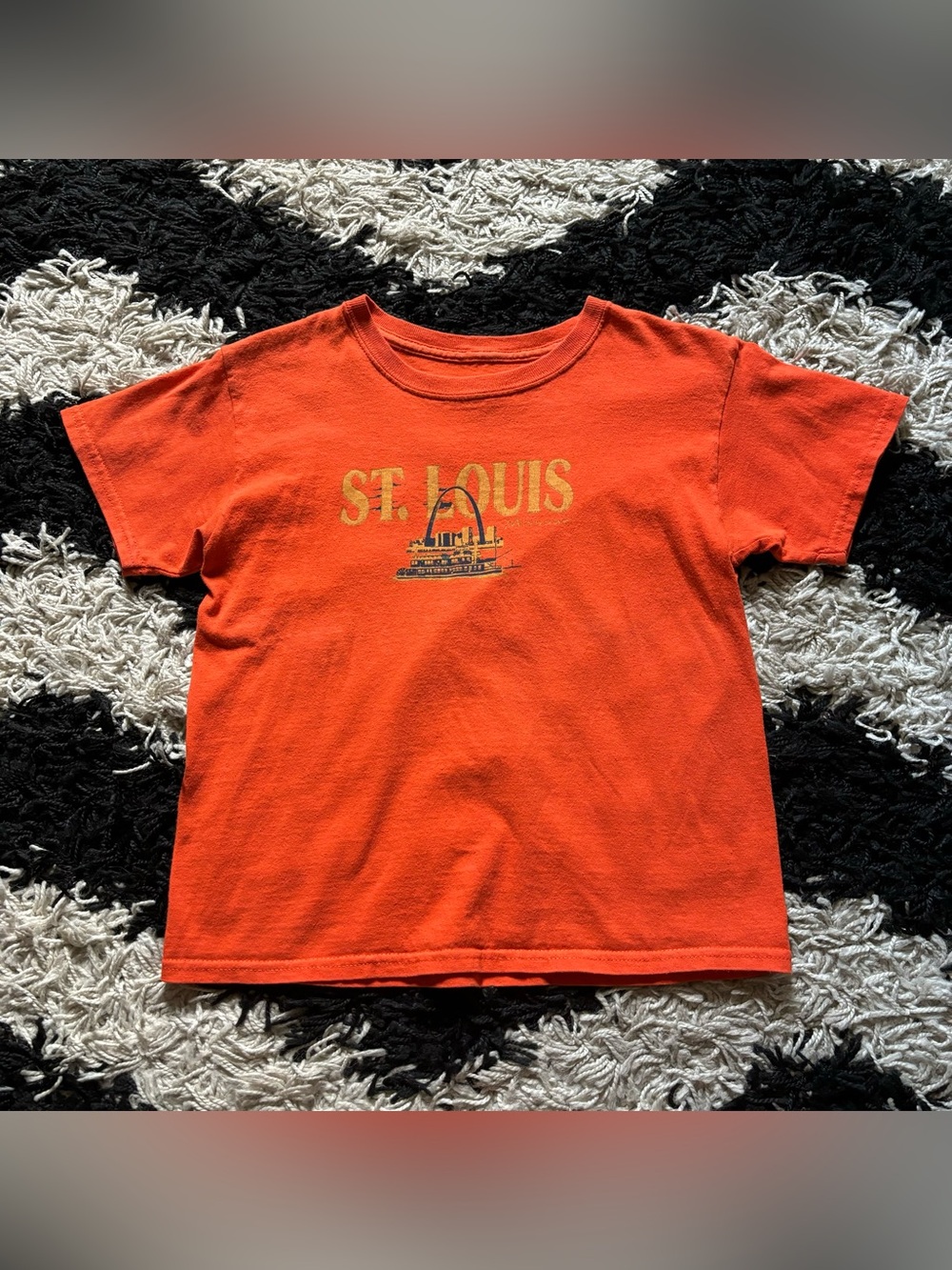 St Louis Missouri Riverboat Arch Graphic Orange Short Sleeve Baby Tee